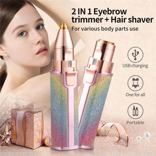 2-in-1 LED Precision Trimmer – Tool for Face & Eyebrows